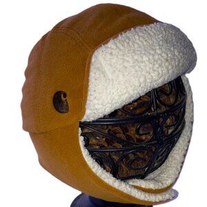 CARHARTT Tan & White Fleece Bubba Winter Hat with Earflaps  Kids Toddler Unisex